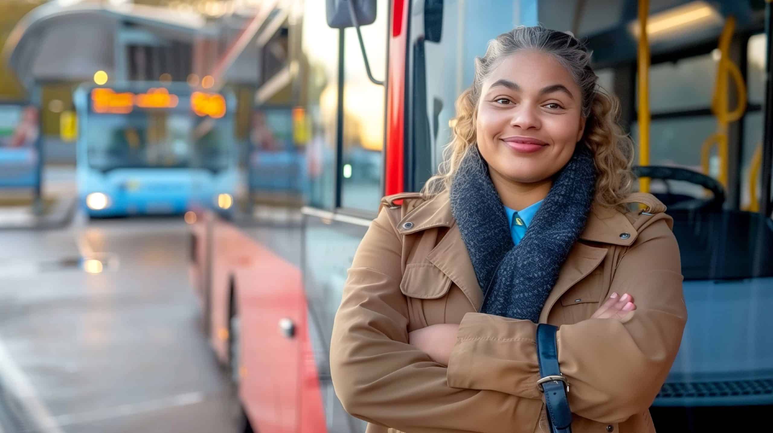 Femme qui attend le bus